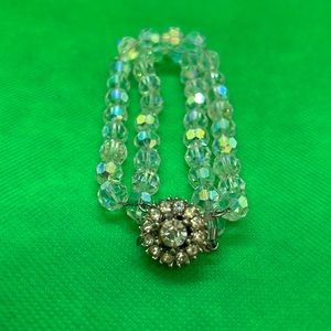 Bergere signed glass bead bracelet 7.5"